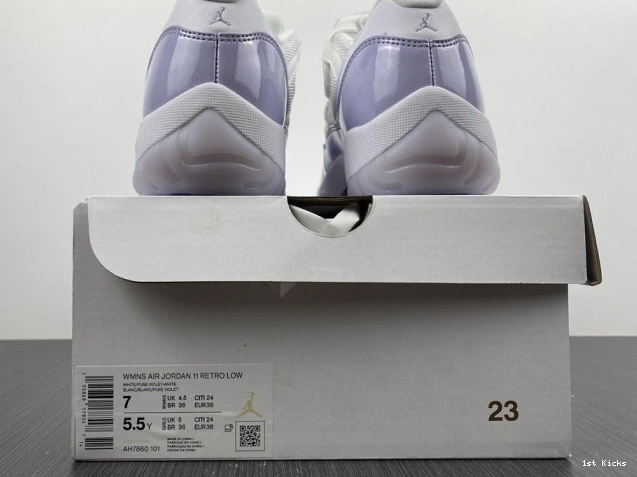 1st Kicks Shoes Violet Pure Jordan Low WMNS AH7860-101 Air 11 0630